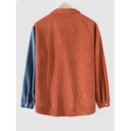 Colorblock Pattern Corduroy Long Sleeves Shirt Colorblock Pattern Corduroy Long Sleeves Shirt