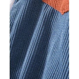 Colorblock Pattern Corduroy Long Sleeves Shirt Colorblock Pattern Corduroy Long Sleeves Shirt