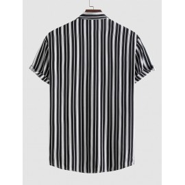 Vertical Striped Pattern Short Sleeves Shirt Vertical Striped Pattern Short Sleeves Shirt