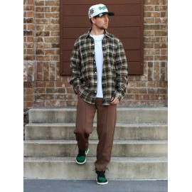Men's Casual Turn Down Collar Check Plaid Long Sleeves Flannel Shirt Men's Casual Turn Down Collar Check Plaid Long Sleeves Flannel Shirt