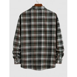 Men's Casual Turn Down Collar Check Plaid Long Sleeves Flannel Shirt Men's Casual Turn Down Collar Check Plaid Long Sleeves Flannel Shirt