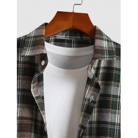 Men's Casual Turn Down Collar Check Plaid Long Sleeves Flannel Shirt Men's Casual Turn Down Collar Check Plaid Long Sleeves Flannel Shirt