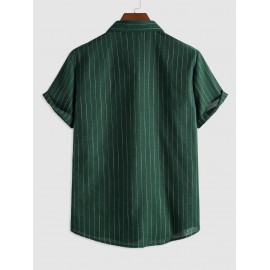 Men's Vertical Striped Pattern Short Sleeves Button Fly Casual Summer Shirt Men's Vertical Striped Pattern Short Sleeves Button Fly Casual Summer Shirt